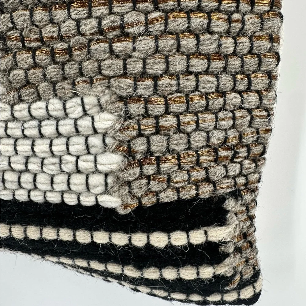 Stylish Woven Tote Bag - Black, White, and Brown